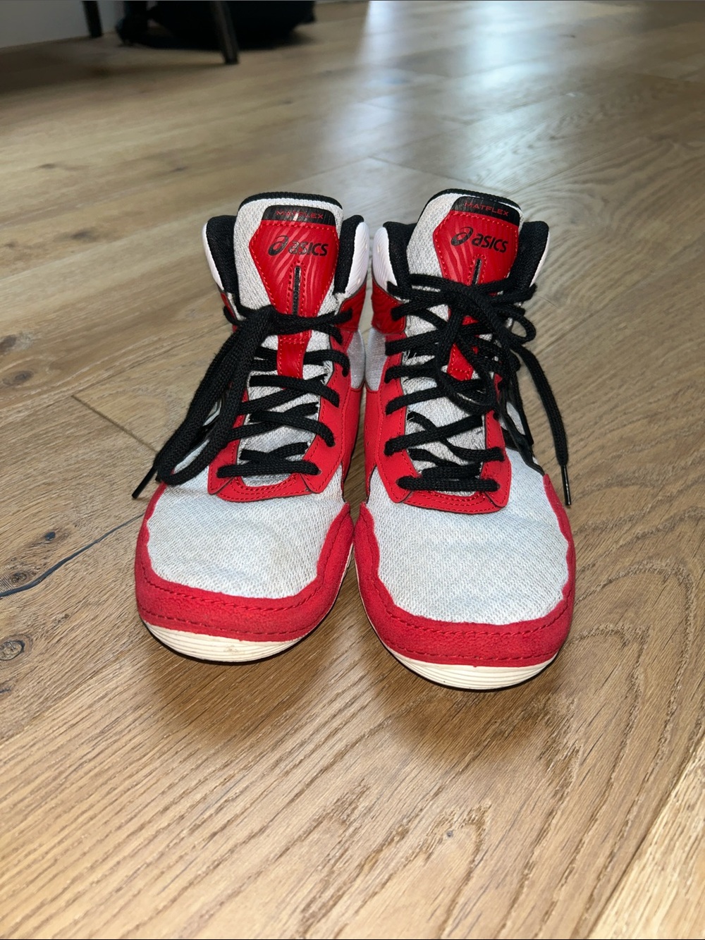Asics Kids Red, White and Black High-Top Wrestling Sneakers